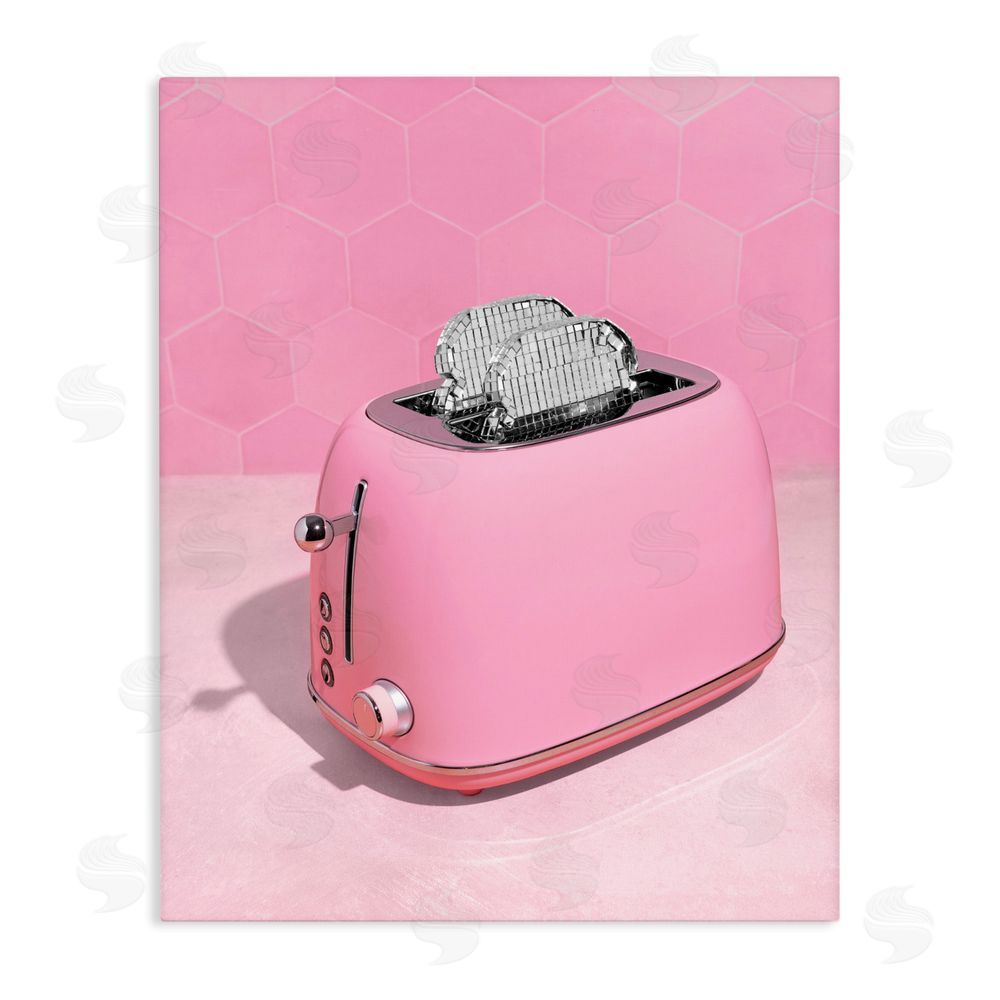 LISH Creative Disco Toaster over Pink Stretched Canvas Wall Art