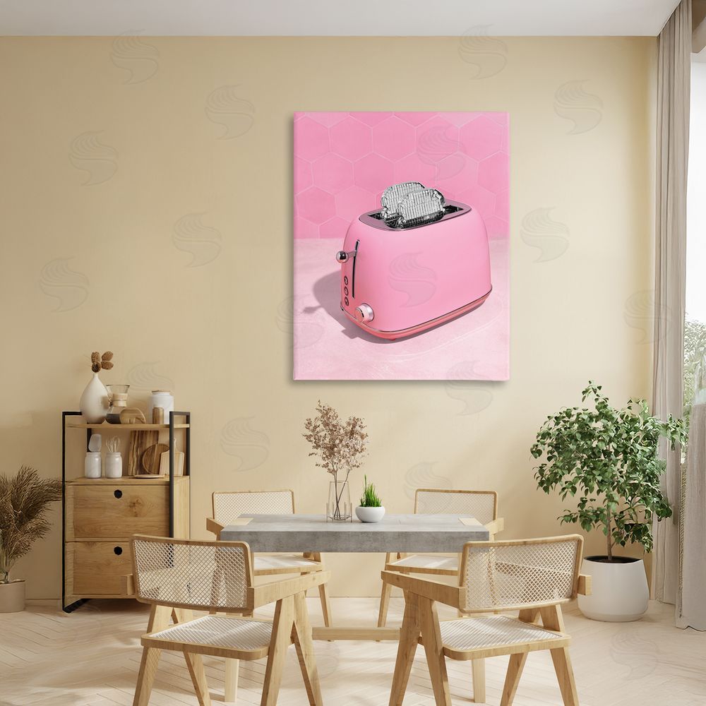 LISH Creative Disco Toaster over Pink Stretched Canvas Wall Art in Room