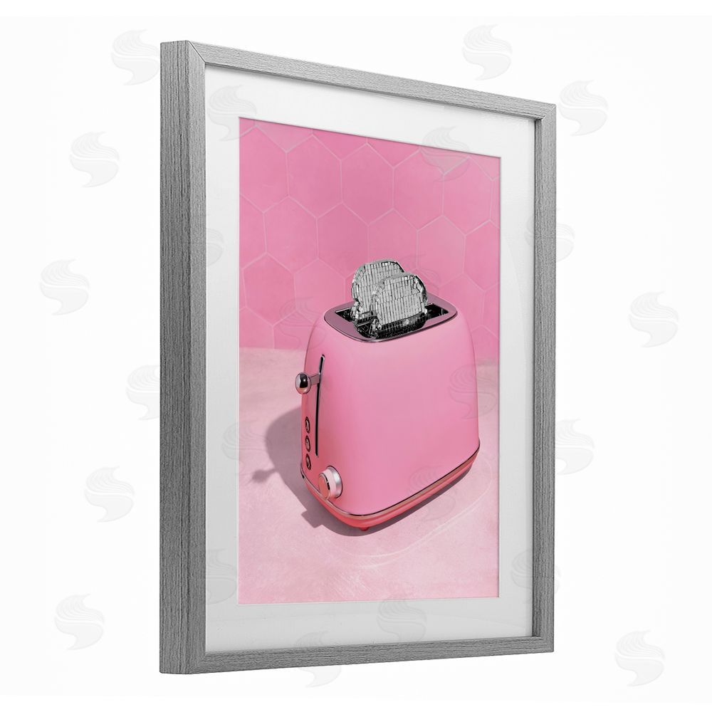 LISH Creative Disco Toaster over Pink Gray Framed Print Under Glass Wall Art