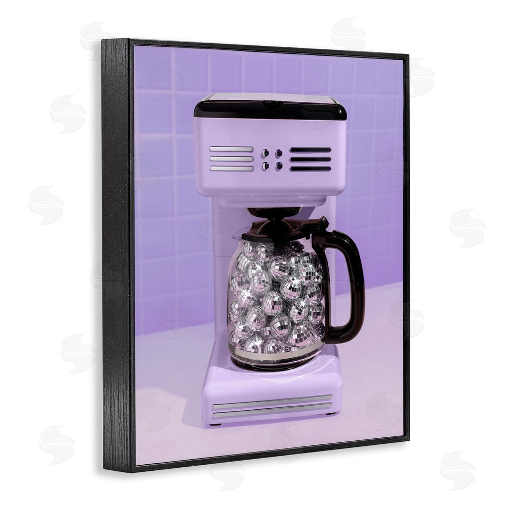 LISH Creative Disco Coffee Maker over Purple Black Framed Giclee Wall Art Print