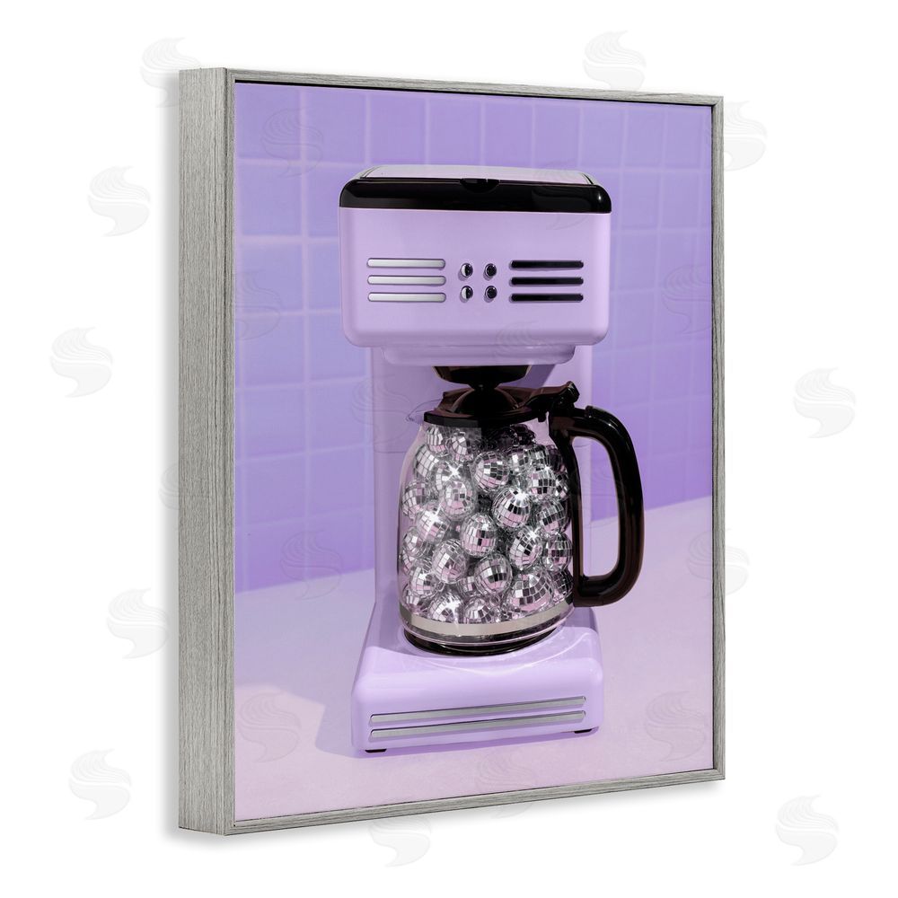 LISH Creative Disco Coffee Maker over Purple Gray Framed Giclee Wall Art Print