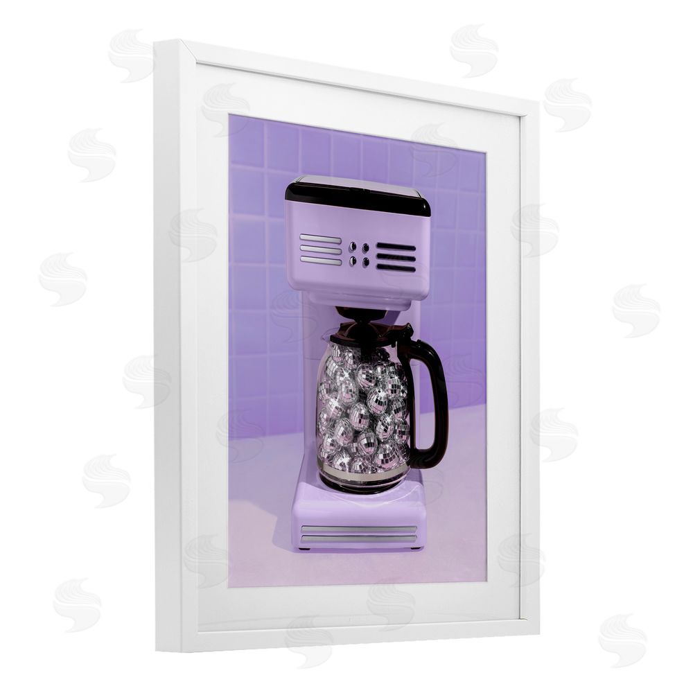 LISH Creative Disco Coffee Maker over Purple White Framed Print Under Glass Wall Art