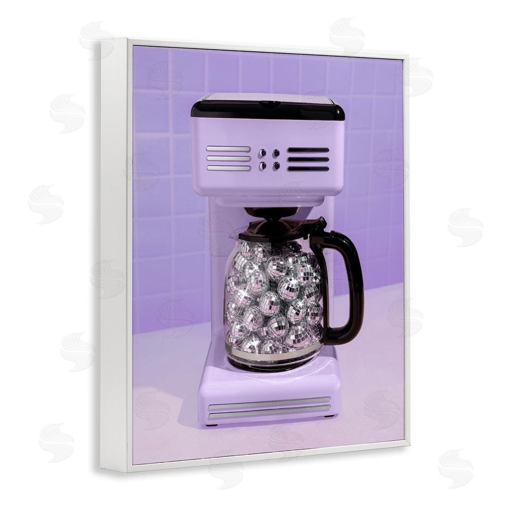 LISH Creative Disco Coffee Maker over Purple White Framed Giclee Wall Art Print