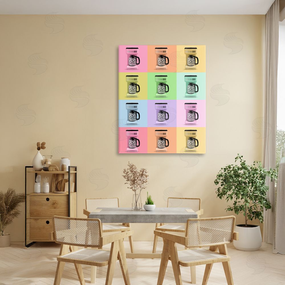 LISH Creative Disco Coffee Maker Collage Stretched Canvas Wall Art in Room