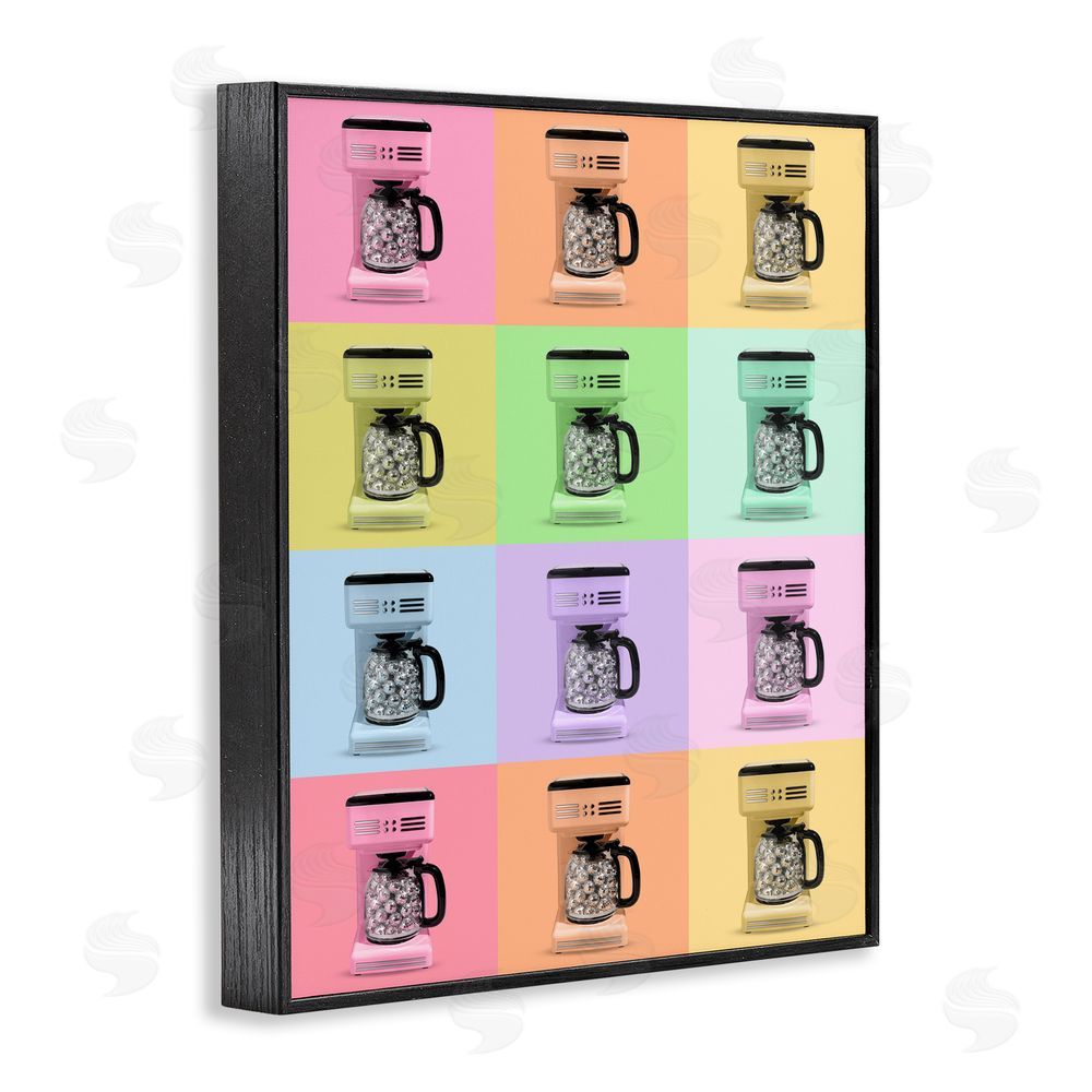 LISH Creative Disco Coffee Maker Collage Black Framed Giclee Wall Art Print