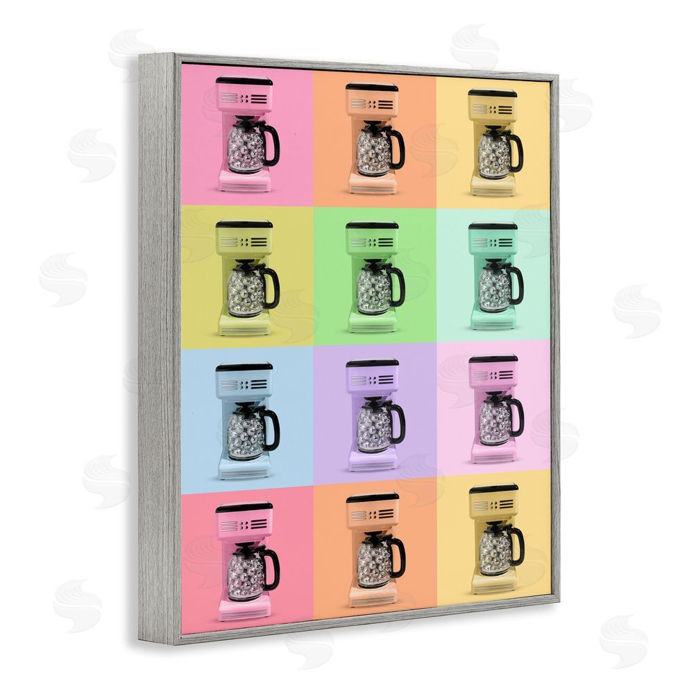 LISH Creative Disco Coffee Maker Collage Gray Framed Giclee Wall Art Print