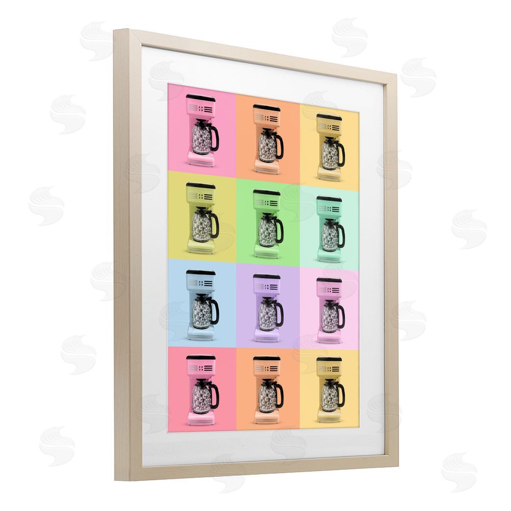 LISH Creative Disco Coffee Maker Collage Brown Framed Print Under Glass Wall Art