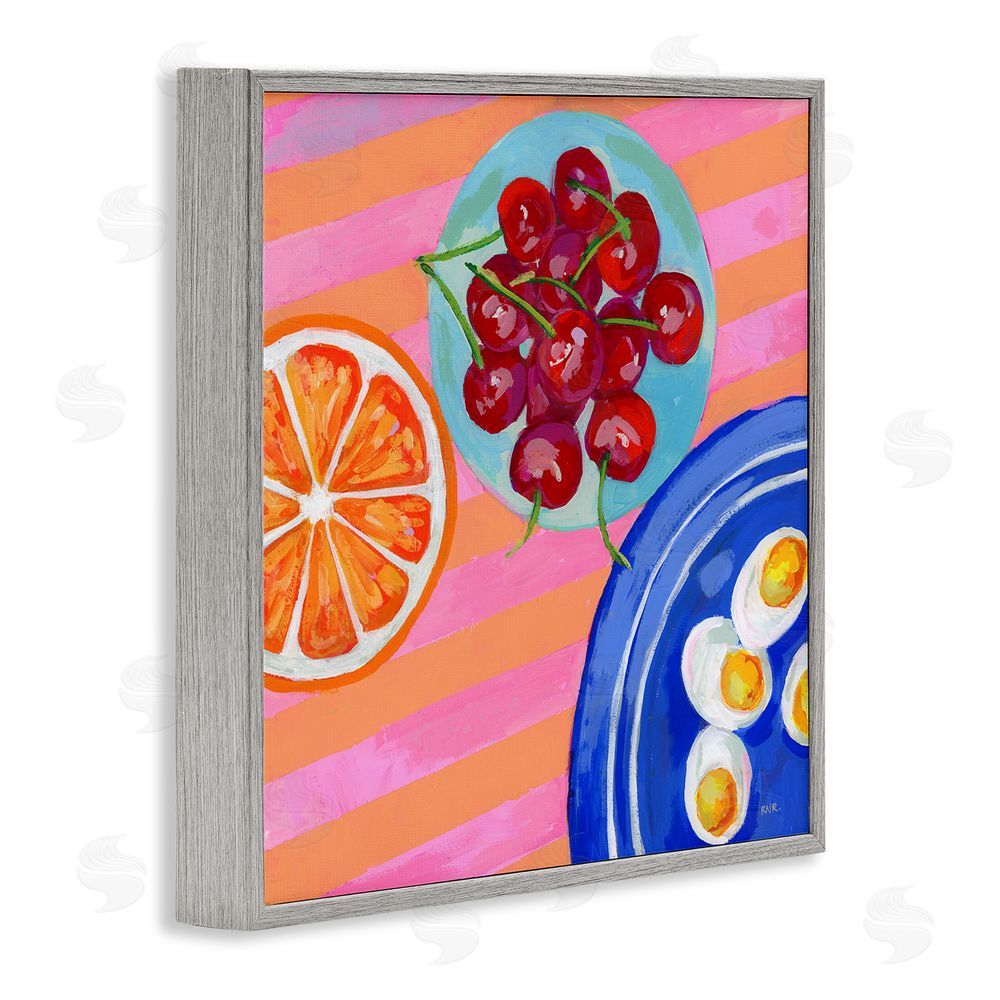 Rachael Reese Summer Snacks Picnic Blanket Gray Framed Giclee Wall Art Print