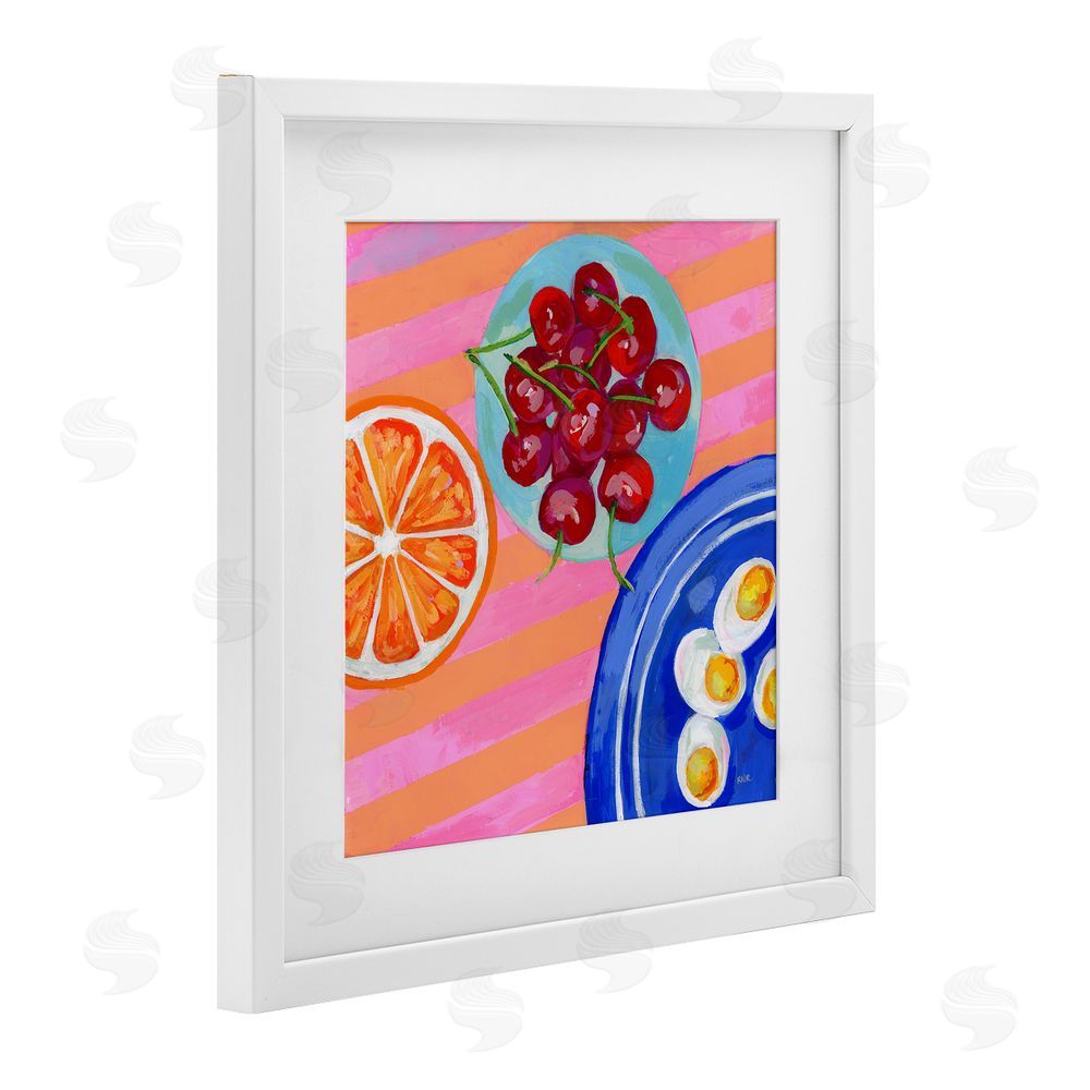 Rachael Reese Summer Snacks Picnic Blanket White Framed Print Under Glass with White Mat Wall Art