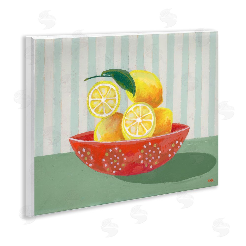 Rachael Reese Sunny Lemons in Red Bowl Wall Plaque Printed Art