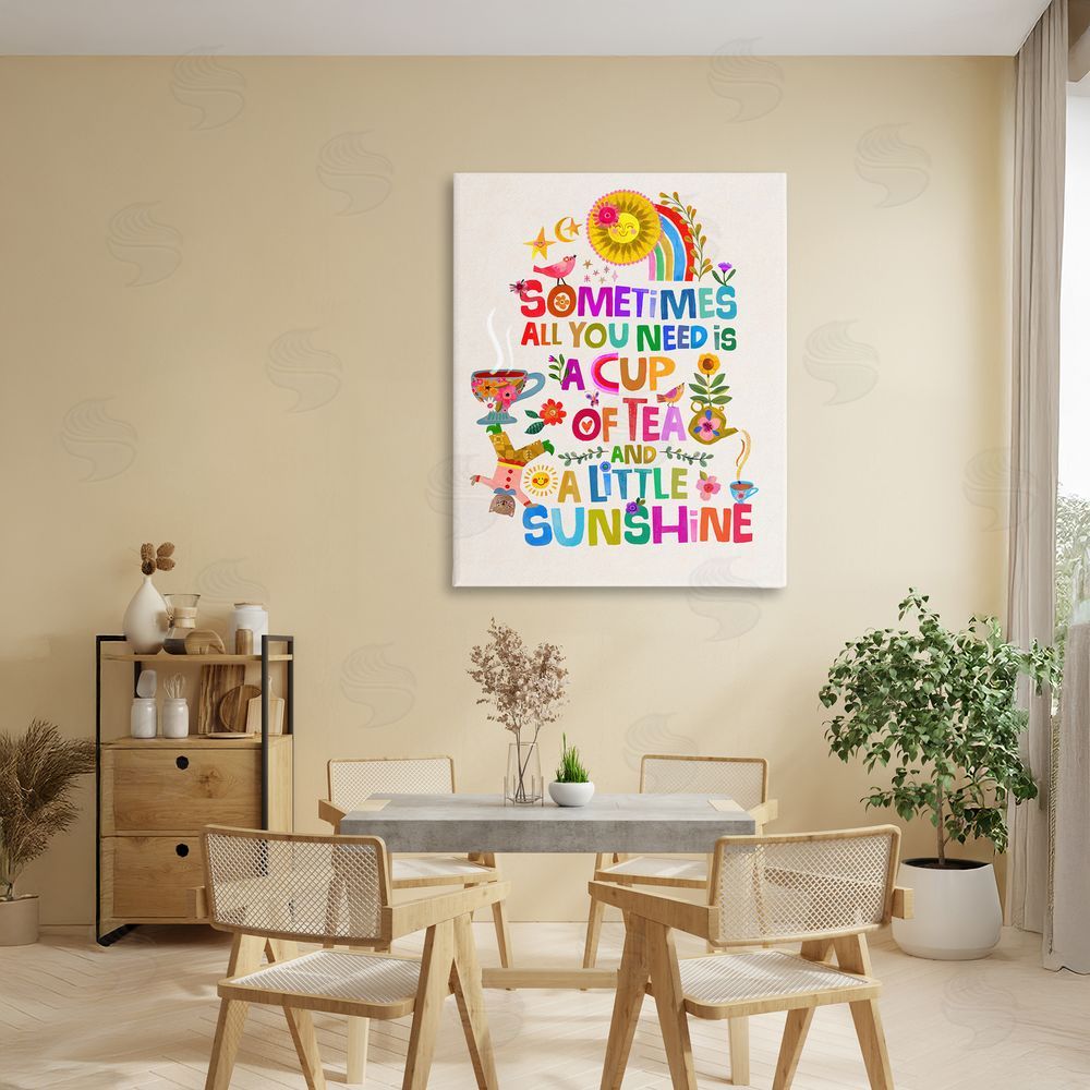 Katherine Herrell Studio Cup Of Tea & Sunshine Stretched Canvas Wall Art in Room