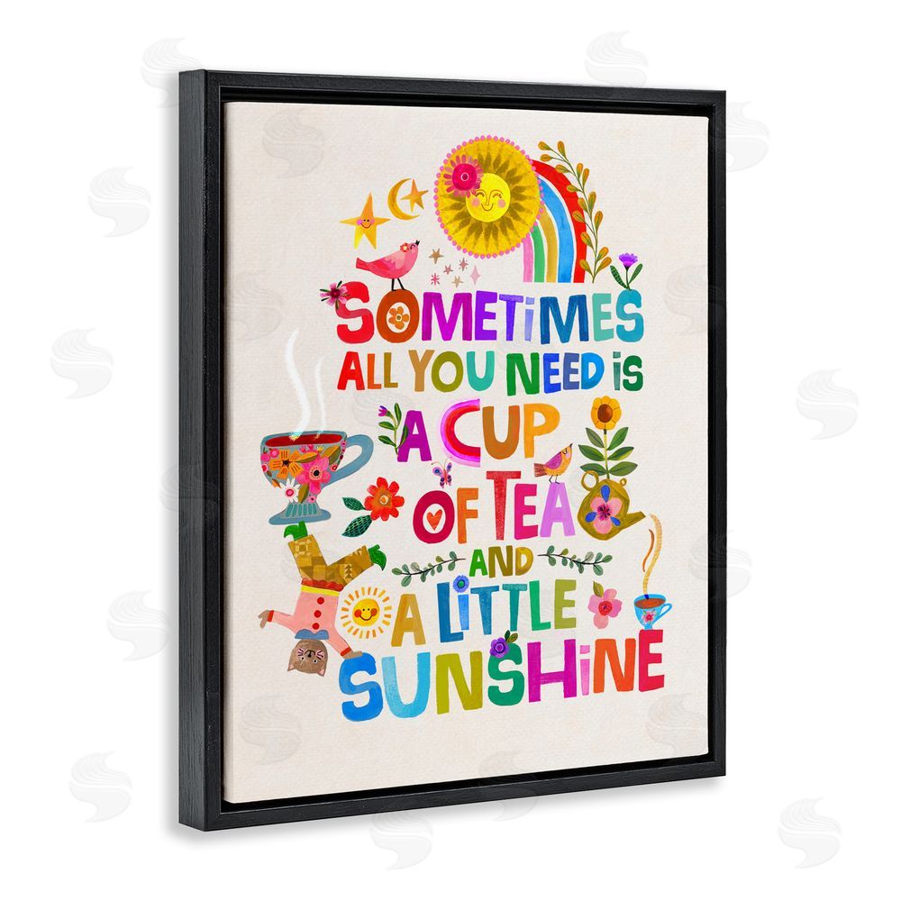 Katherine Herrell Studio Cup Of Tea & Sunshine Black Floating Frame Canvas Wall Art Print