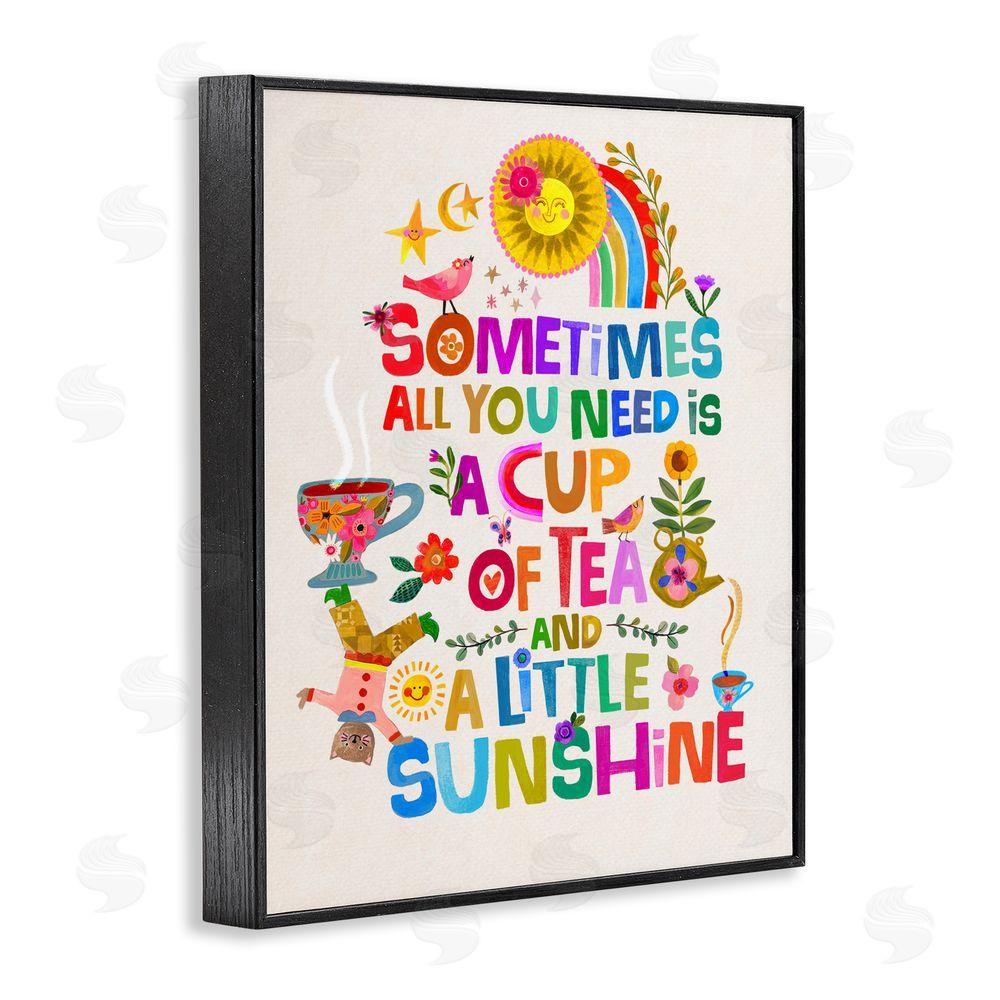 Katherine Herrell Studio Cup Of Tea & Sunshine Black Framed Giclee Wall Art Print