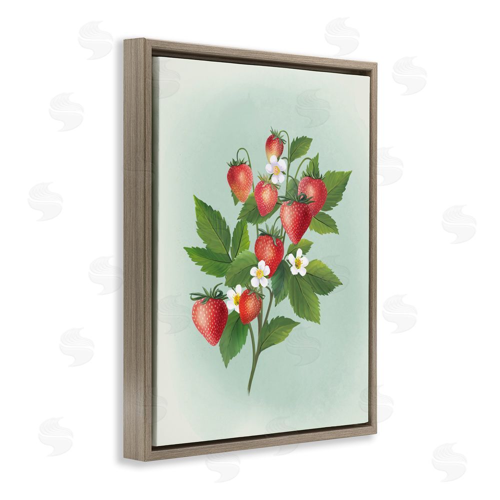 Diane Neukirch Vintage Strawberry Bundle Brown Floating Framed Canvas Wall Art Print