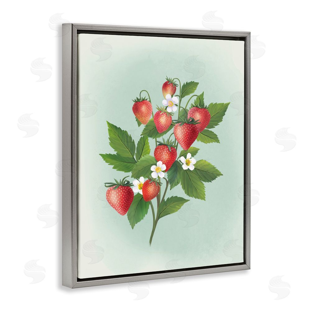 Diane Neukirch Vintage Strawberry Bundle Gray Floating Framed Canvas Wall Art Print