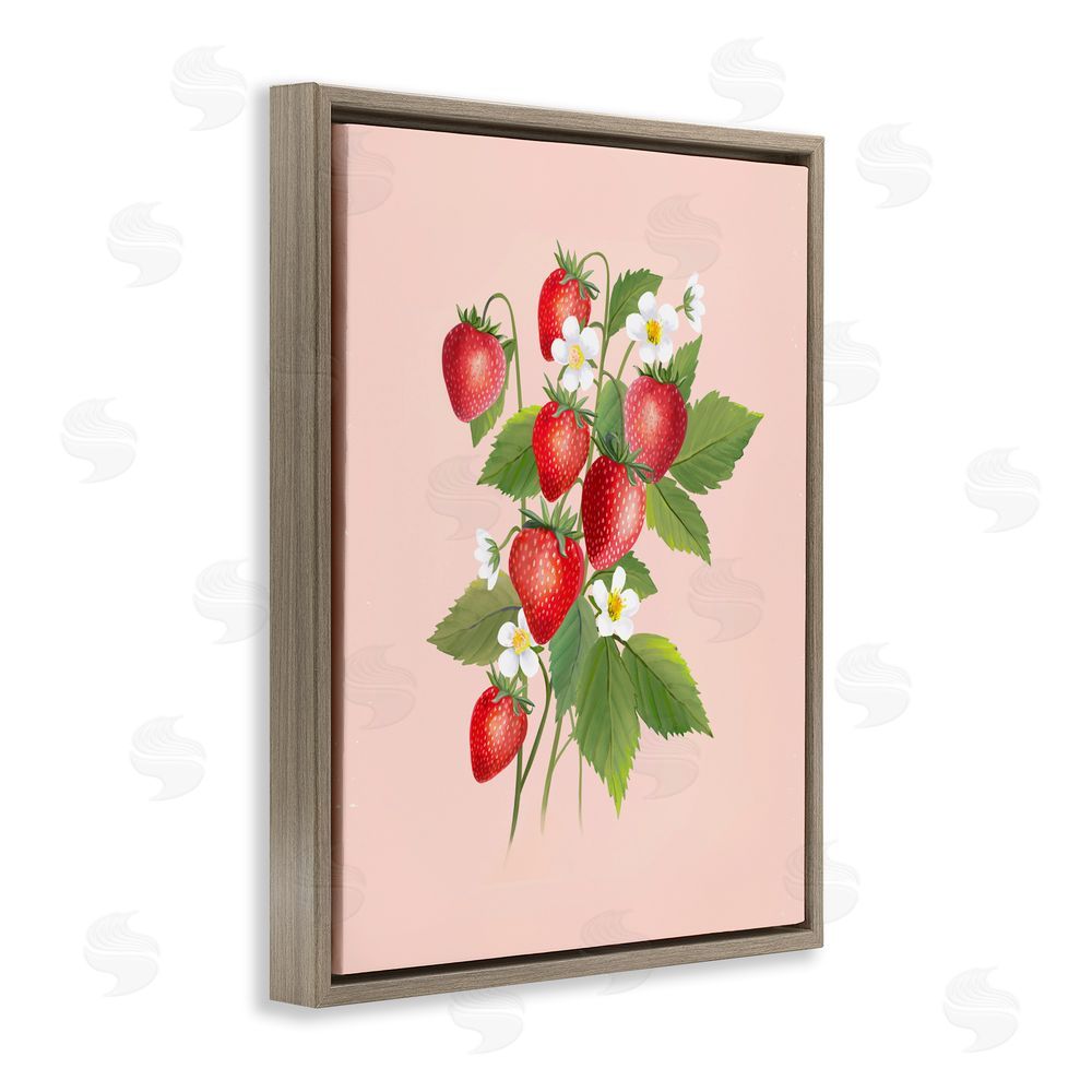 Diane Neukirch Cottage Garden Strawberries Brown Floating Frame Canvas Wall Art Print