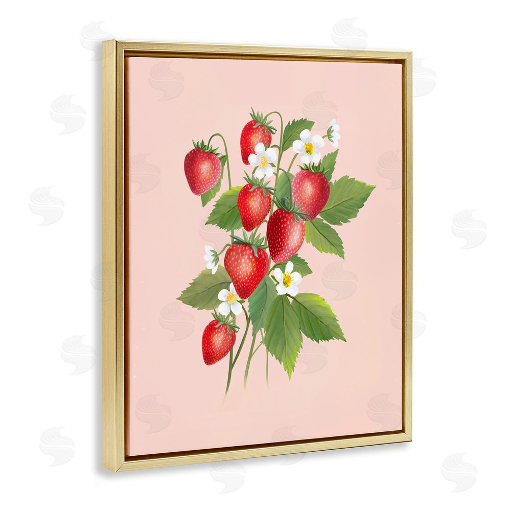 Diane Neukirch Cottage Garden Strawberries Gold Floating Frame Canvas Wall Art Print