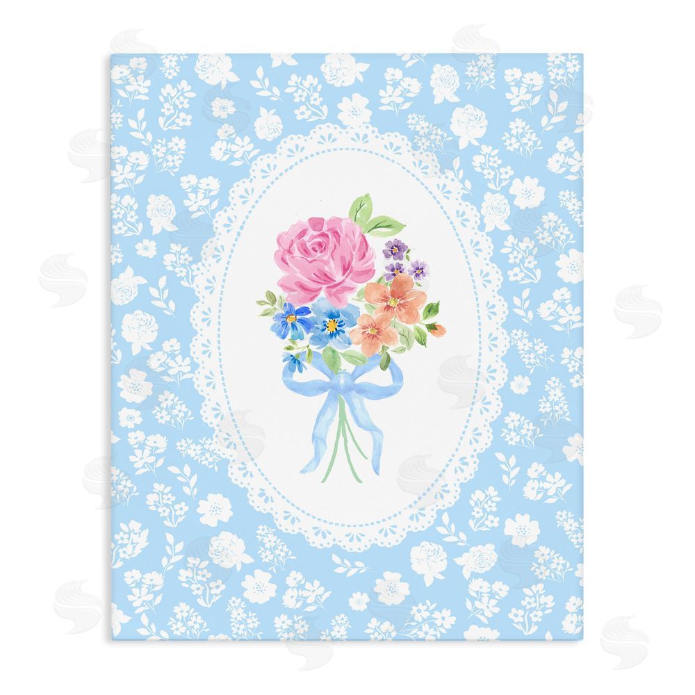 Corinne Haig Blue Feminine Bouquet Stretched Canvas Wall Art Print