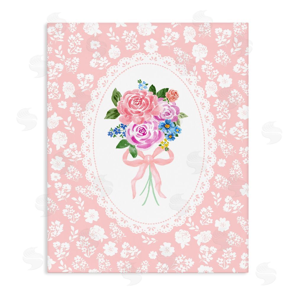 Corinne Haig Peach Feminine Bouquet Stretched Canvas Wall Art Print
