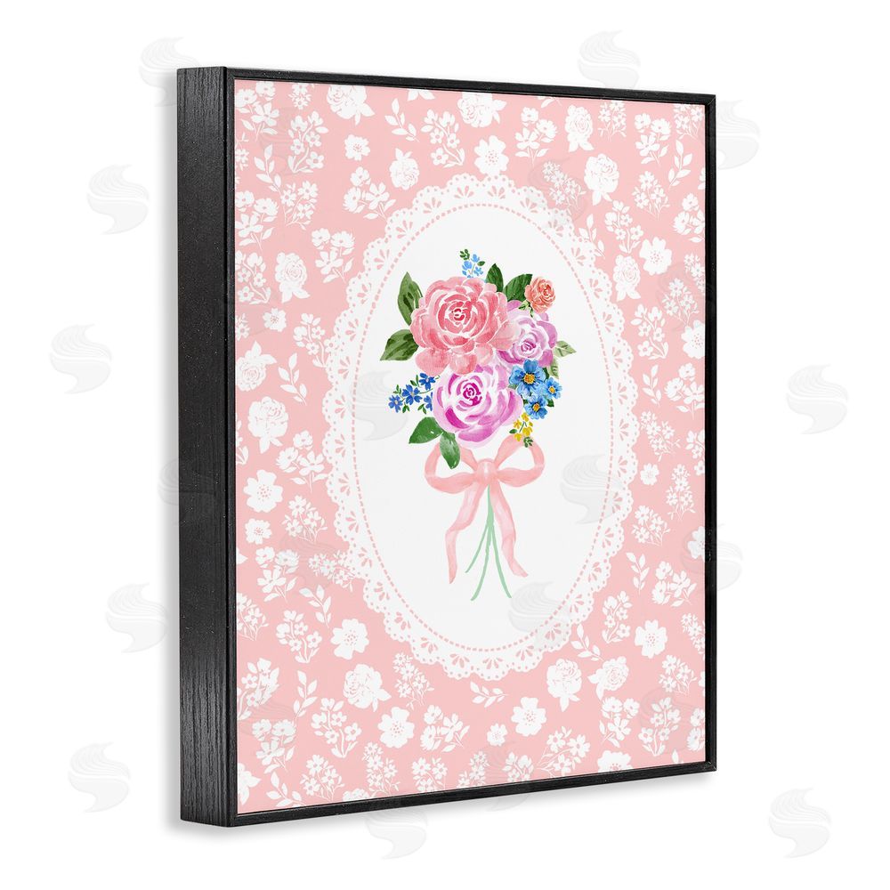 Corinne Haig Peach Feminine Bouquet Black Framed Giclee Wall Art Print