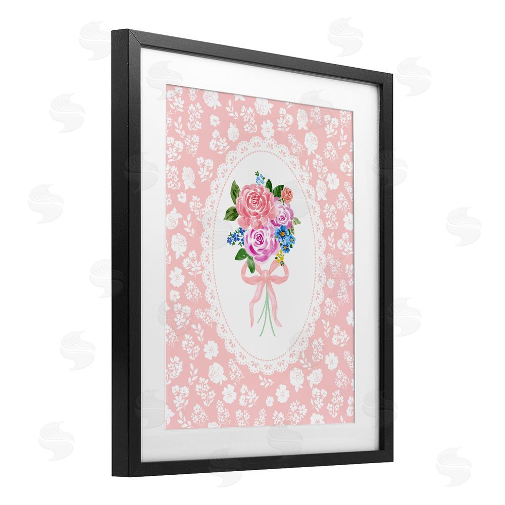 Corinne Haig Peach Feminine Bouquet Black Framed Print Under Glass Wall Art