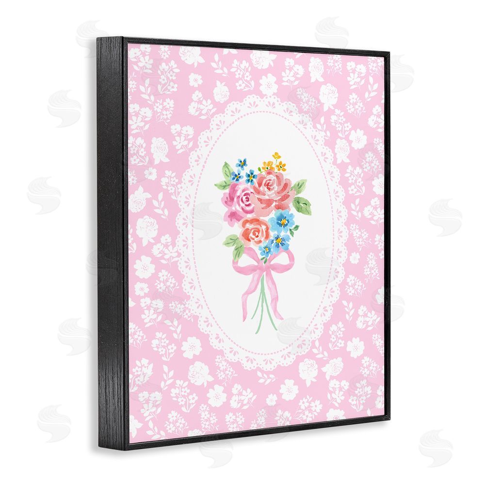Corinne Haig Pink Feminine Bouquet Black Framed Giclee Wall Art Print