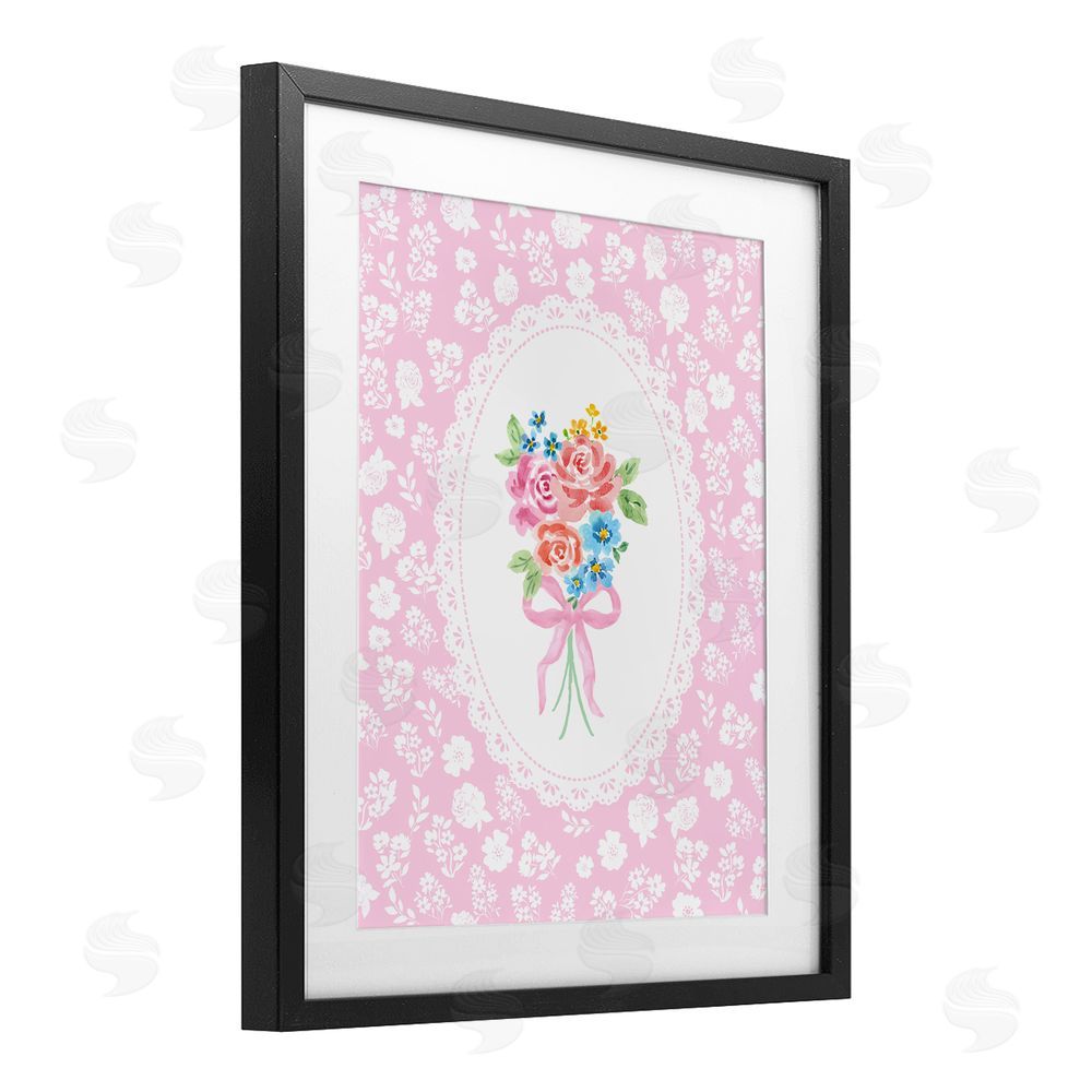Corinne Haig Pink Feminine Bouquet Black Framed Print Under Glass Wall Art