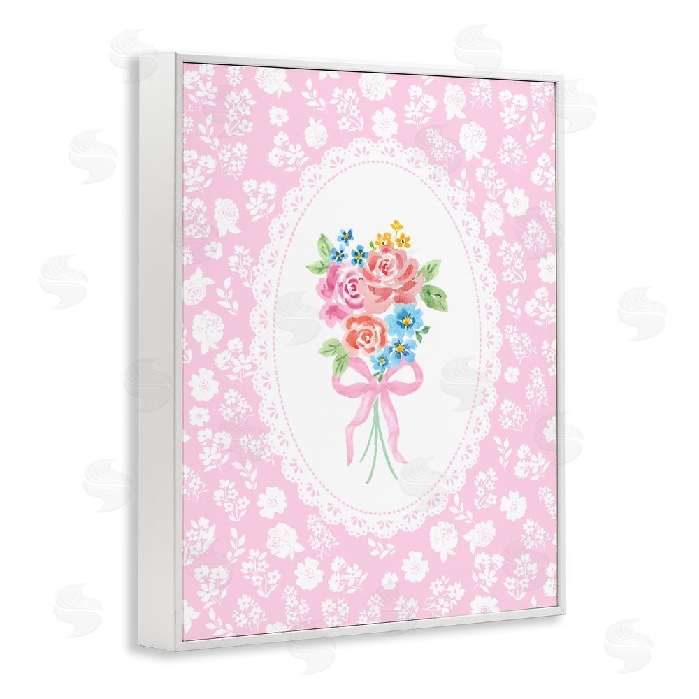 Corinne Haig Pink Feminine Bouquet White Framed Giclee Wall Art Print