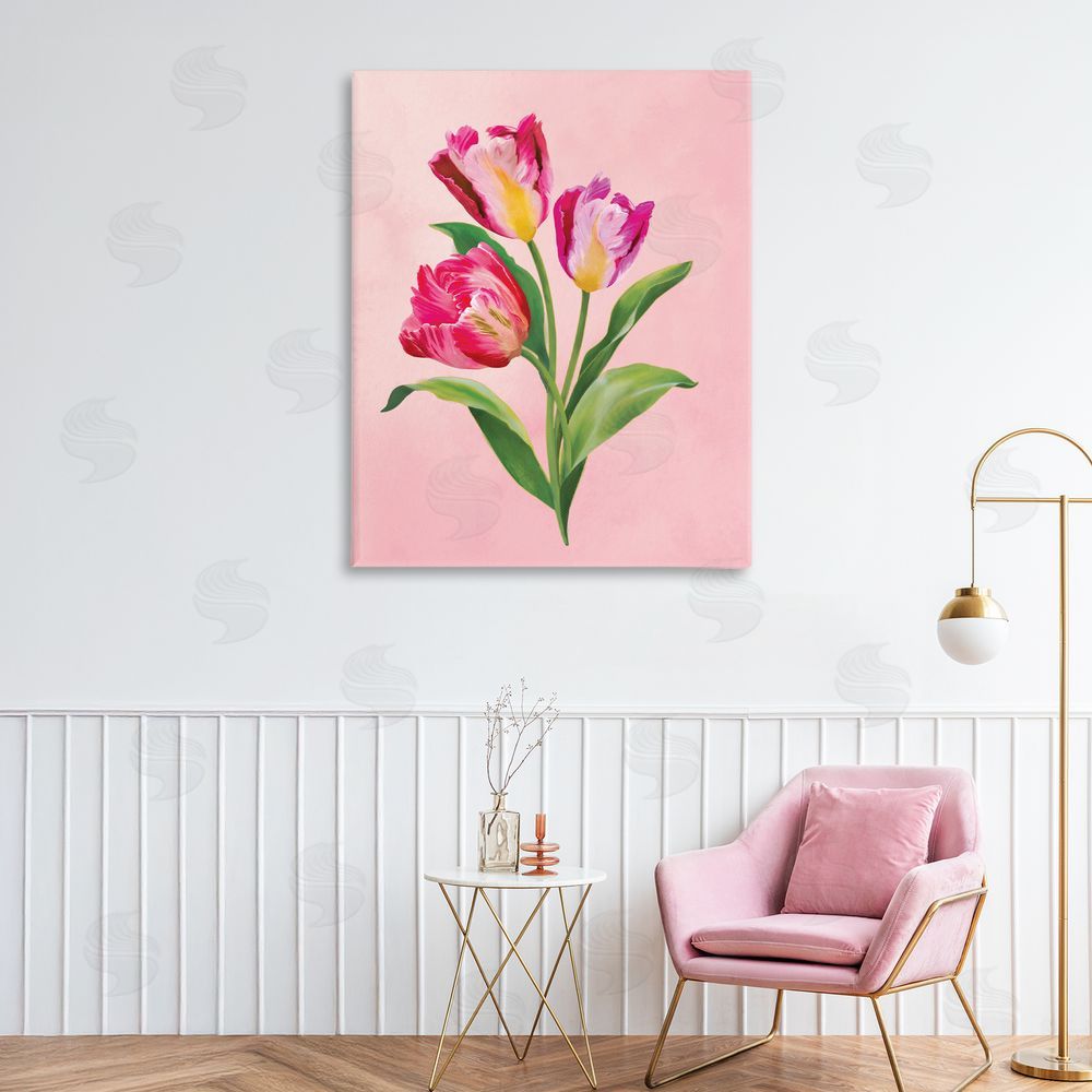 Diane Neukirch Vibrant Magenta Tulips Stretched Canvas on Wall