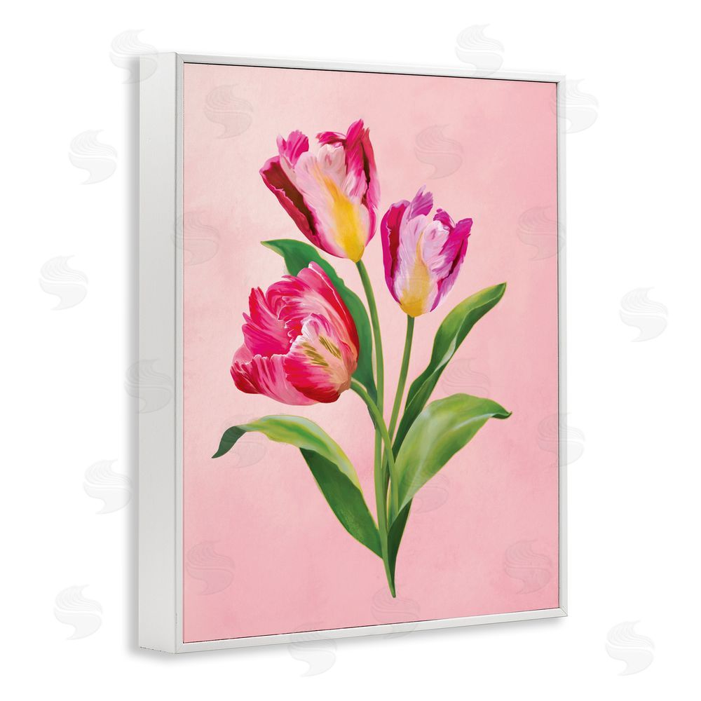 Diane Neukirch Vibrant Magenta Tulips White Framed Giclee Wall Art Print