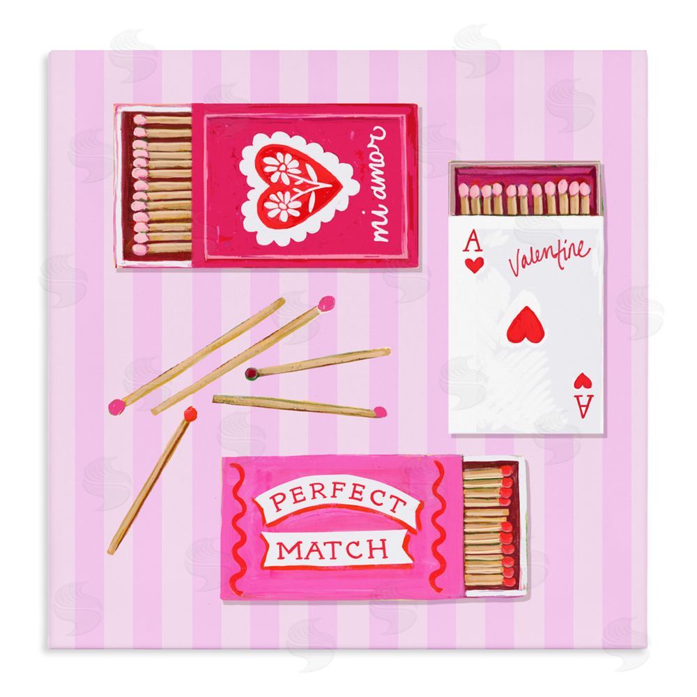 Rachael Reese Romantic Valentine's Matchboxes Stretched Canvas Wall Art Print