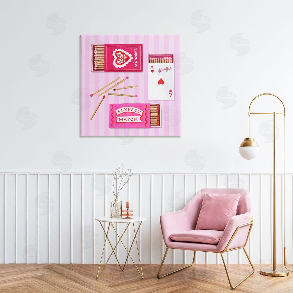 Rachael Reese Romantic Valentine's Matchboxes Stretched Canvas Wall Art Print in Room