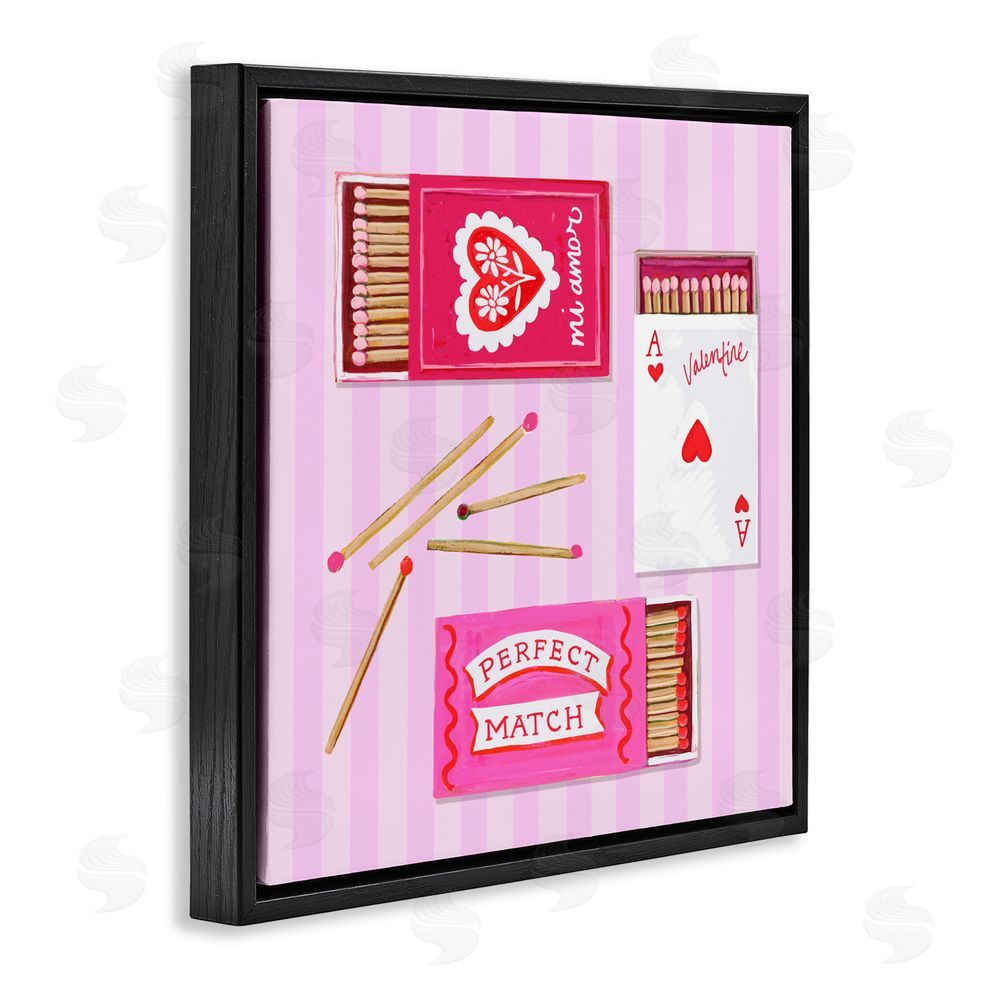 Rachael Reese Romantic Valentine's Matchboxes Black Floating Frame Canvas Wall Art Print