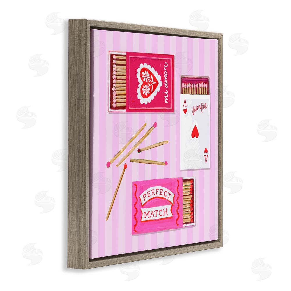 Rachael Reese Romantic Valentine's Matchboxes Brown Floating Frame Canvas Wall Art Print
