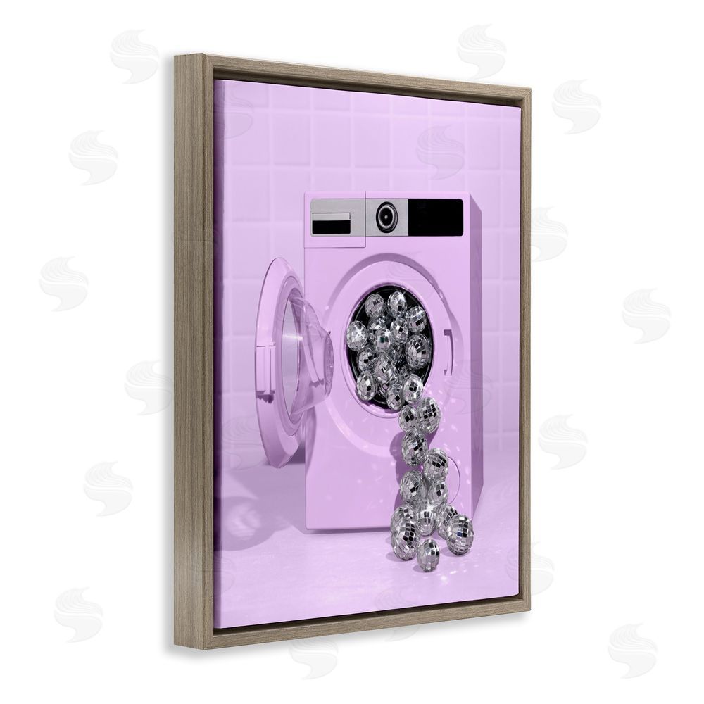 LISH Creative Disco Laundry Machine over Purple Brown Floating Frame Canvas Wall Art Print