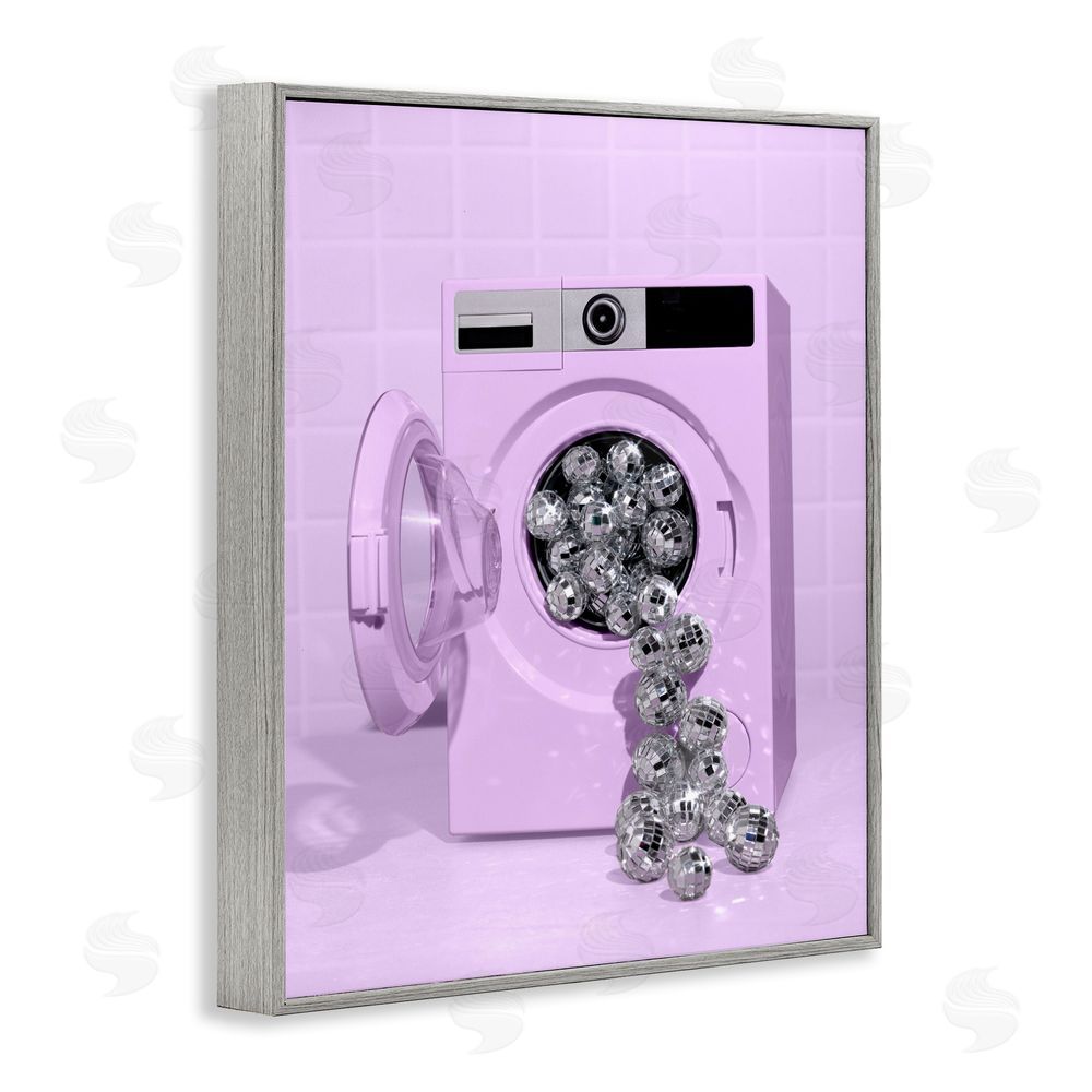 LISH Creative Disco Laundry Machine over Purple Gray Framed Giclee Wall Art Print