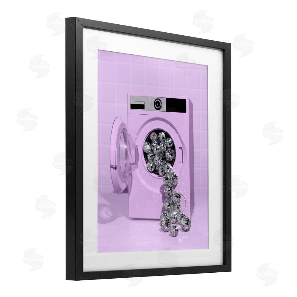 LISH Creative Disco Laundry Machine over Purple Black Framed Print Under Glass Wall Art
