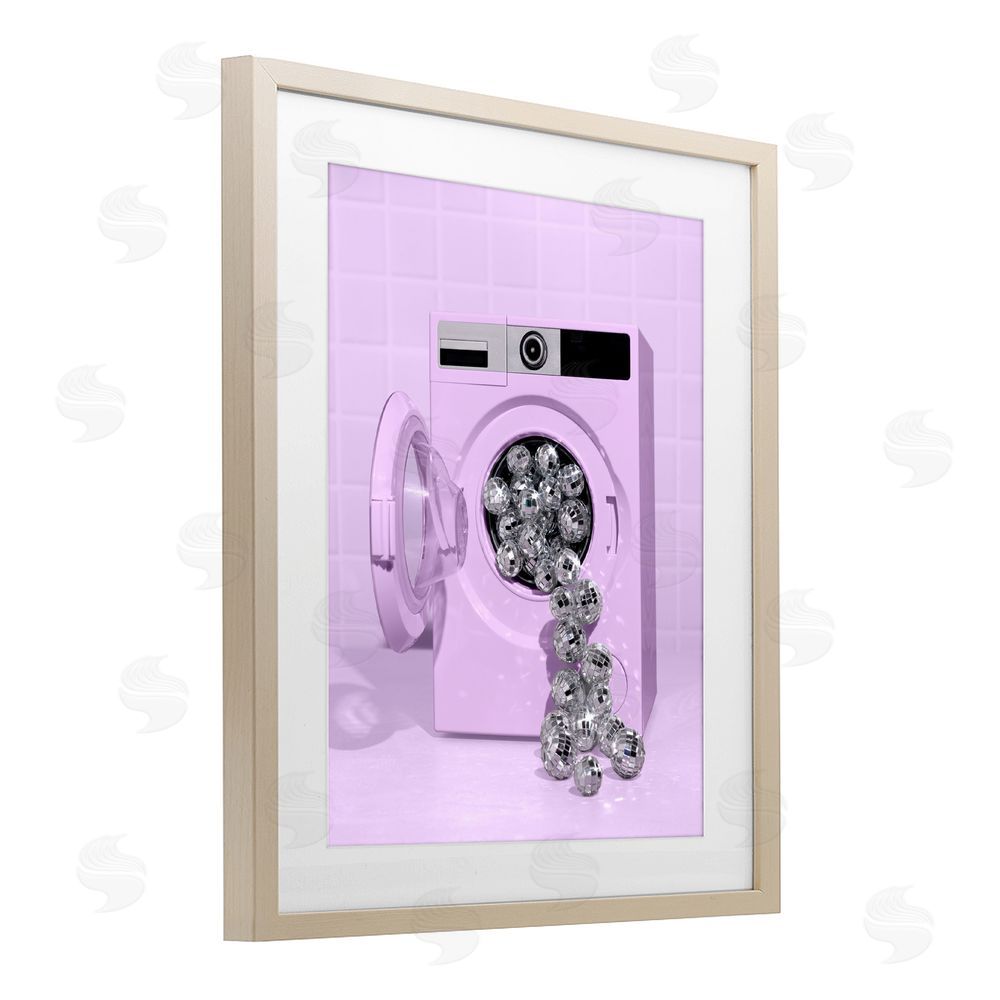 LISH Creative Disco Laundry Machine over Purple Brown Framed Print Under Glass Wall Art
