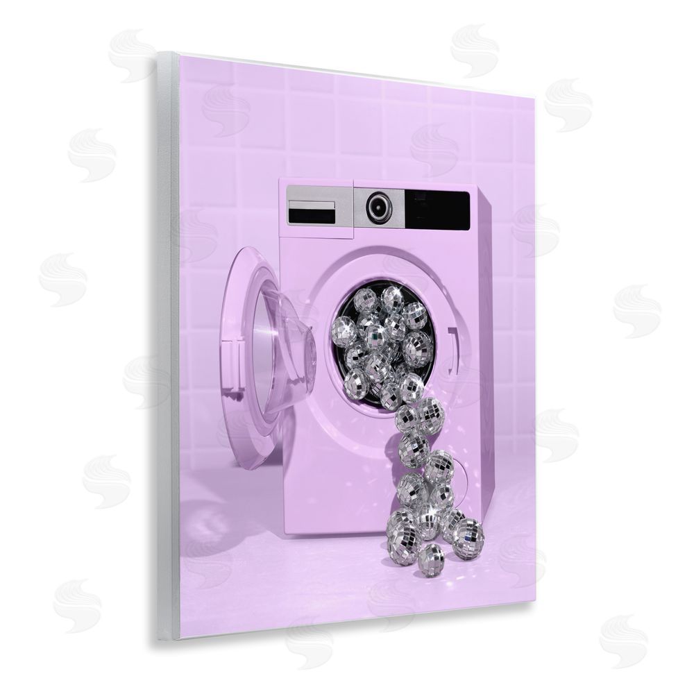 LISH Creative Disco Laundry Machine over Purple Wall Plaque with Fixed Lithograph Print