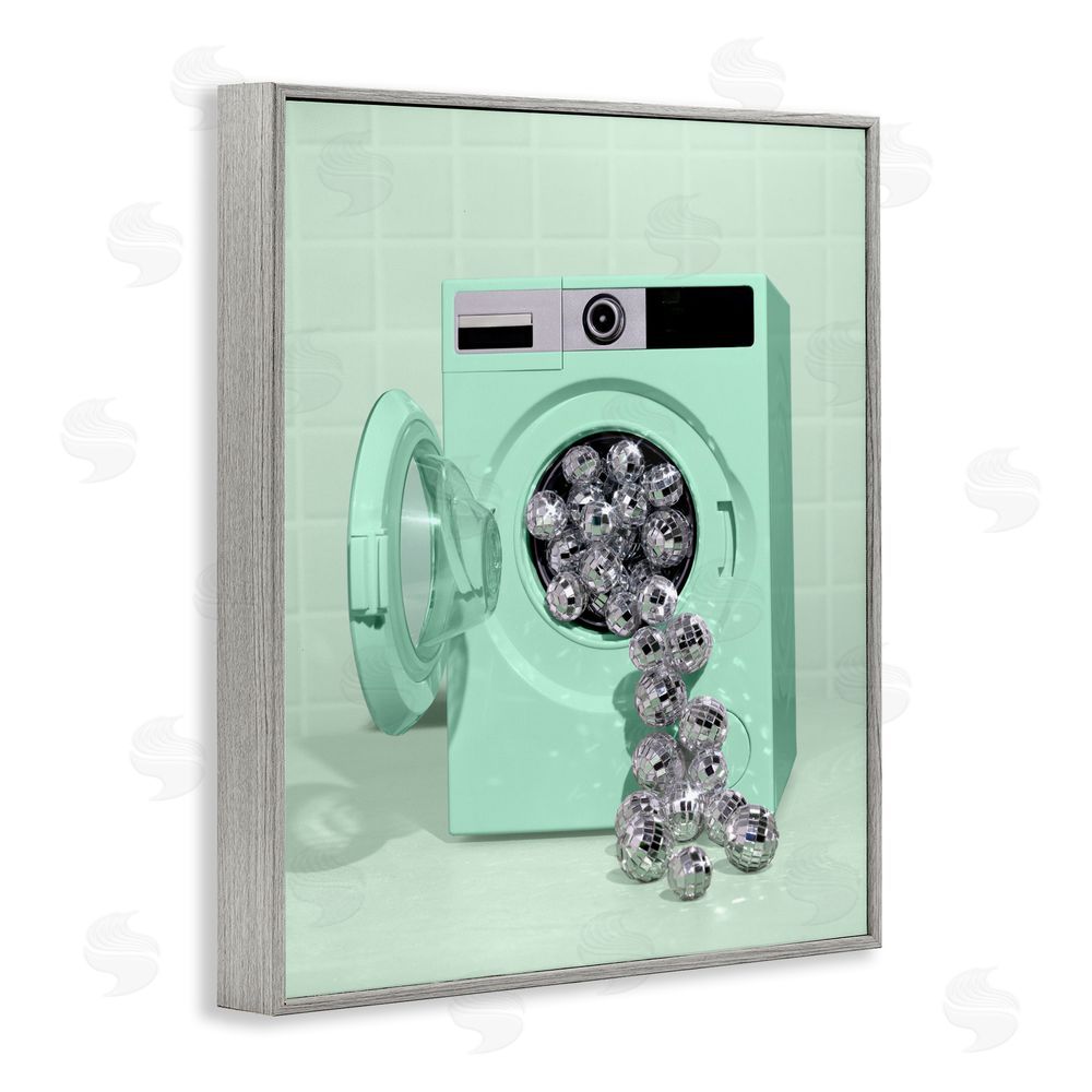 LISH Creative Disco Laundry Machine over Green Gray Framed Giclee Wall Art Print