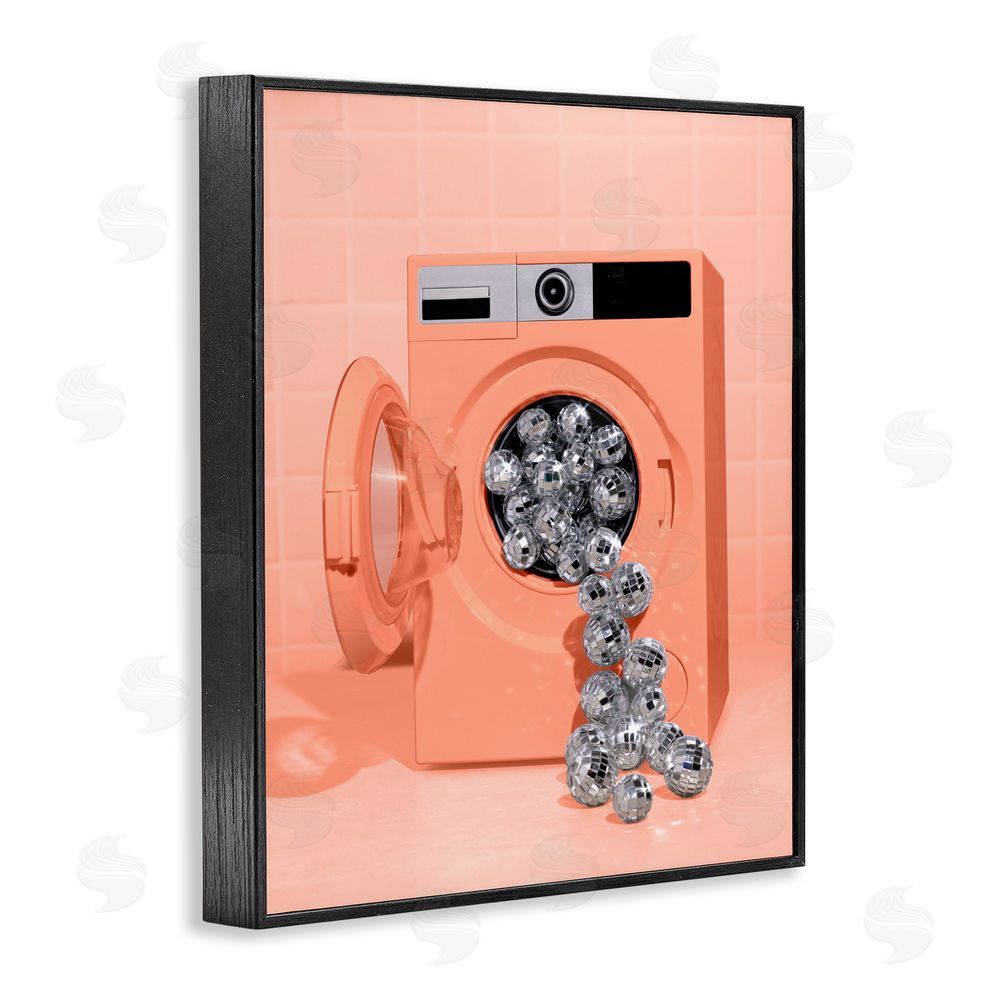 LISH Creative Disco Laundry Machine over Orange Black Framed Giclee Wall Art Print