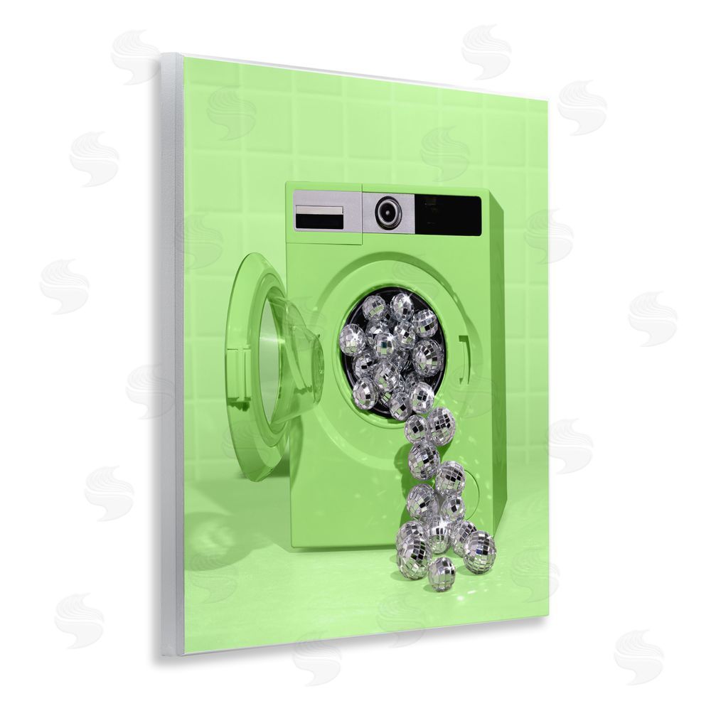 LISH Creative Disco Laundry Machine over Lime Wall Plaque with Fixed Lithograph Print