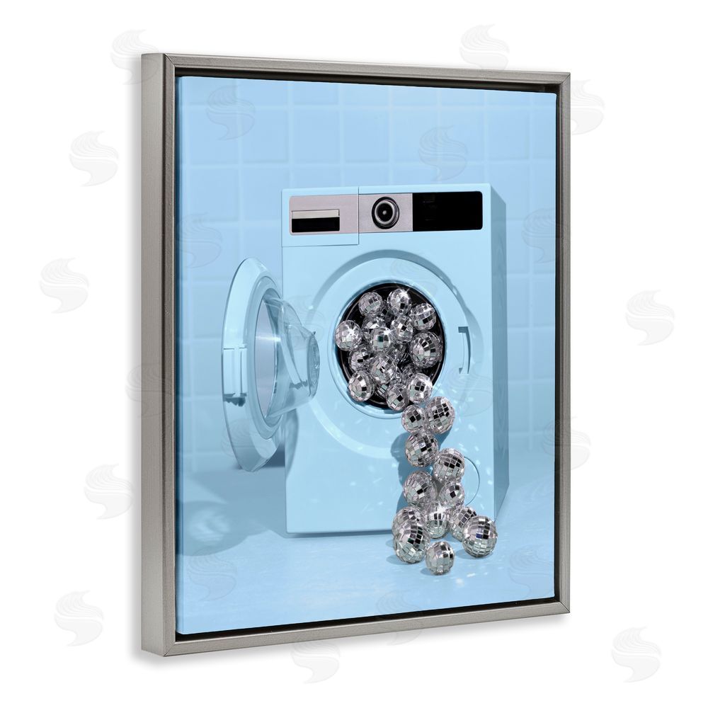 LISH Creative Disco Laundry Machine over Blue Gray Floating Frame Canvas Wall Art Print