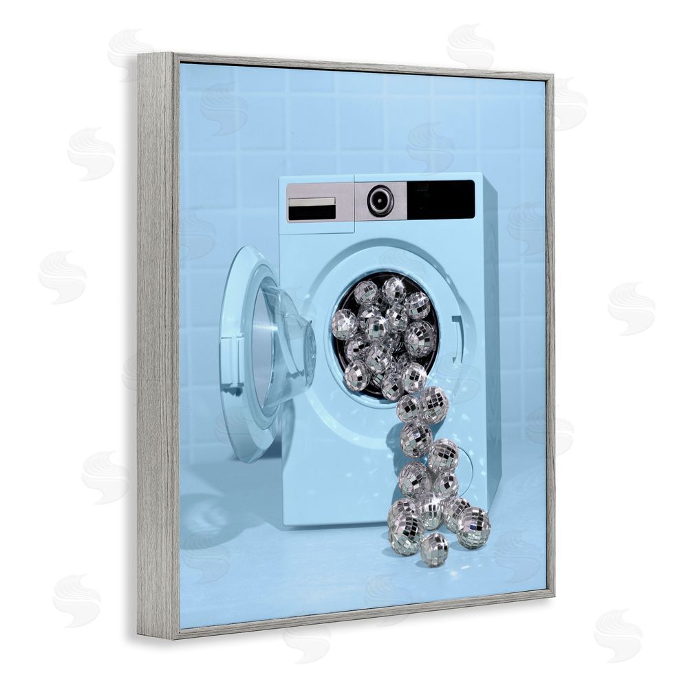 LISH Creative Disco Laundry Machine over Blue Gray Framed Giclee Wall Art Print