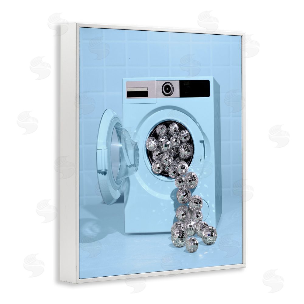 LISH Creative Disco Laundry Machine over Blue White Framed Giclee Wall Art Print