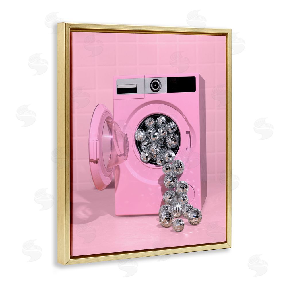LISH Creative Disco Laundry Machine over Pink Gold Floating Frame Canvas Wall Art Print