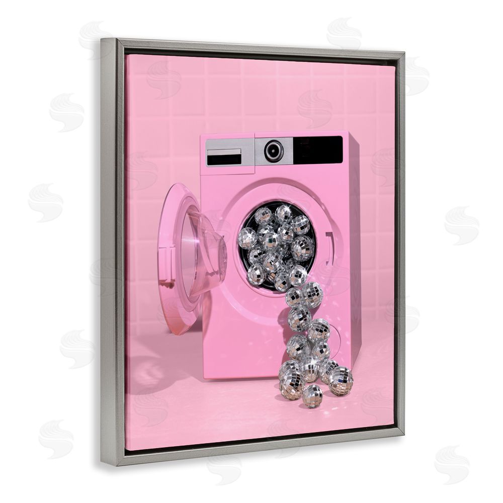 LISH Creative Disco Laundry Machine over Pink Gray Floating Frame Canvas Wall Art Print