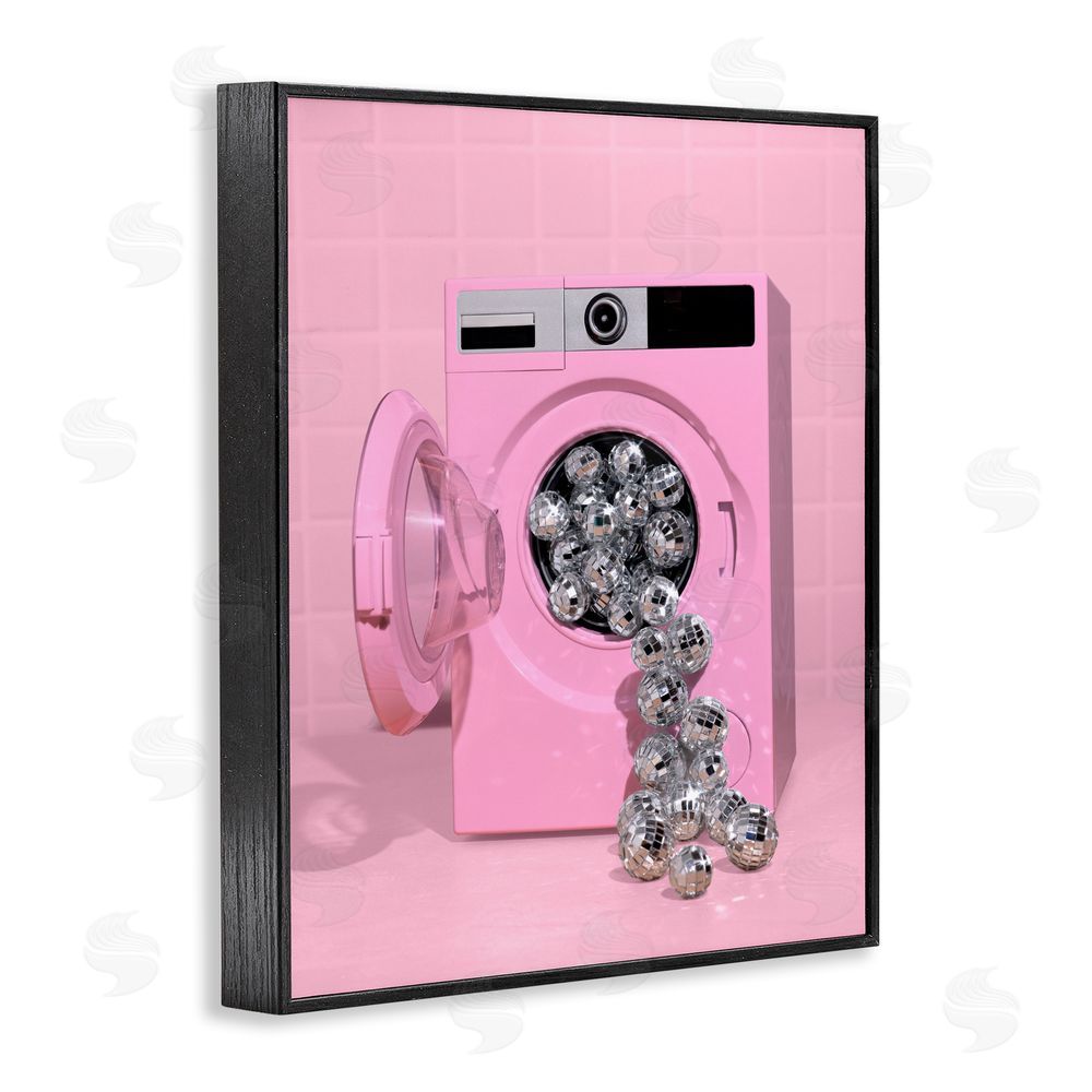 LISH Creative Disco Laundry Machine over Pink Black Framed Giclee Wall Art Print