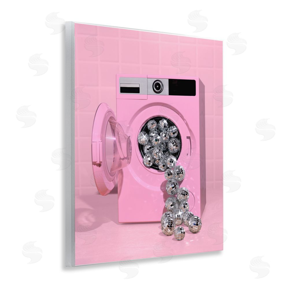 LISH Creative Disco Laundry Machine over Pink Wall Plaque with Fixed Lithograph Print