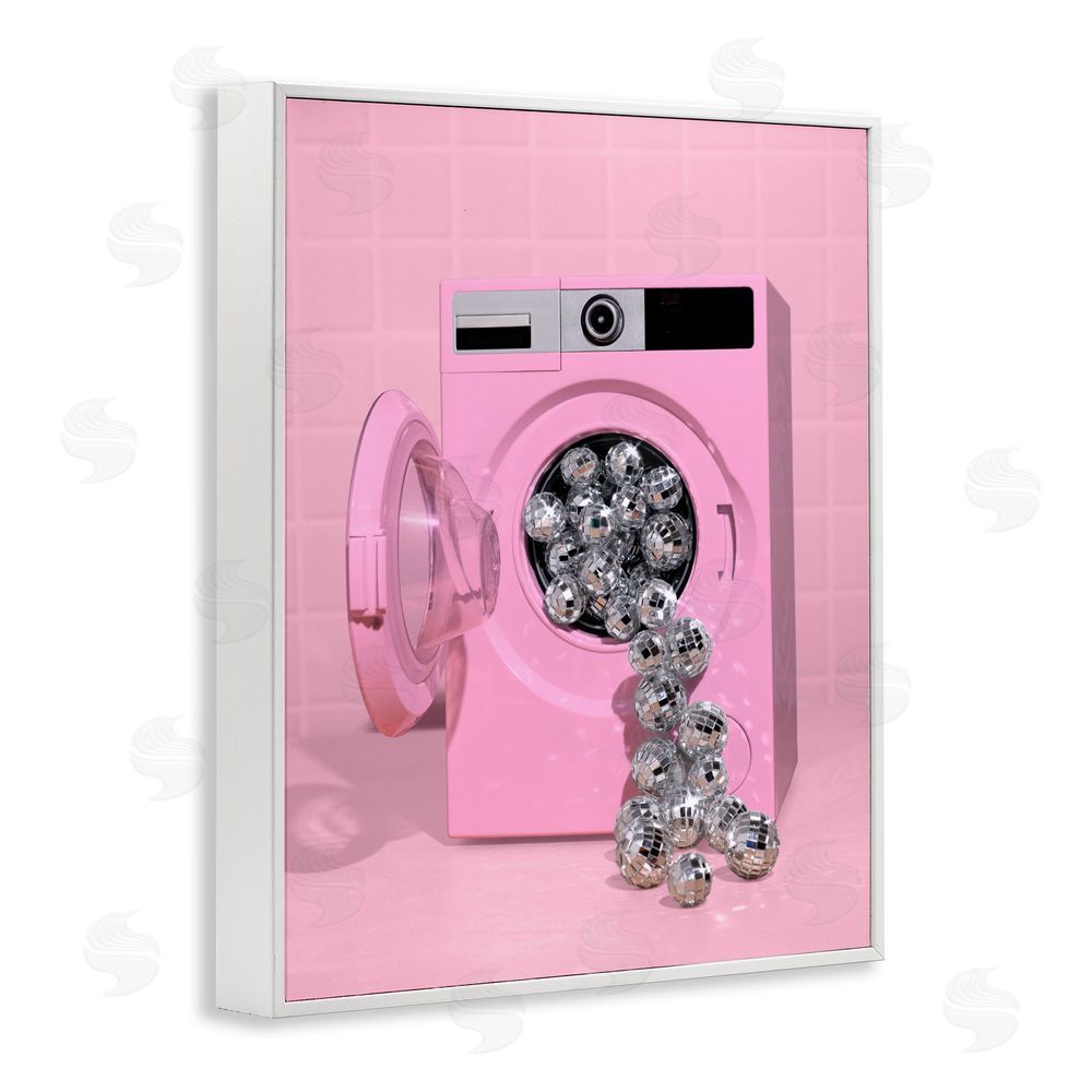 LISH Creative Disco Laundry Machine over Pink White Framed Giclee Wall Art Print
